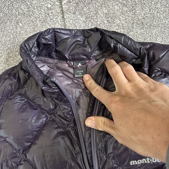 Womens Montbell Deep Purple Diamond Quilted Down Puffer Vest Zip Up Jacket Sz M - Picture 3 of 5